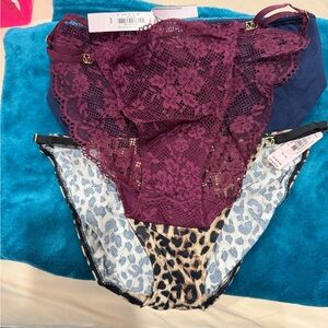 Victoria's Secret Burgundy Lace and Leopard Print Panties